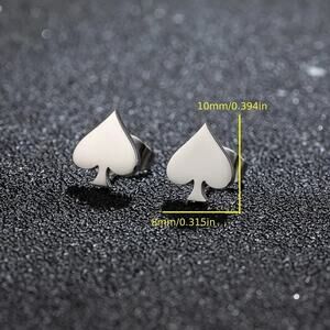 Mini Spade Stud Earrings – Stainless Steel Poker Symbol Earrings, Unisex